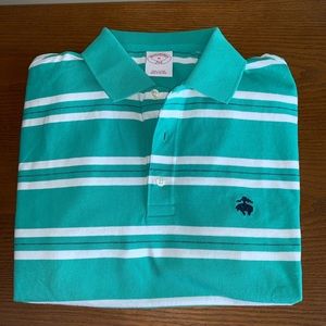 Brooks Brothers Men’s Green and White Polo Shirt